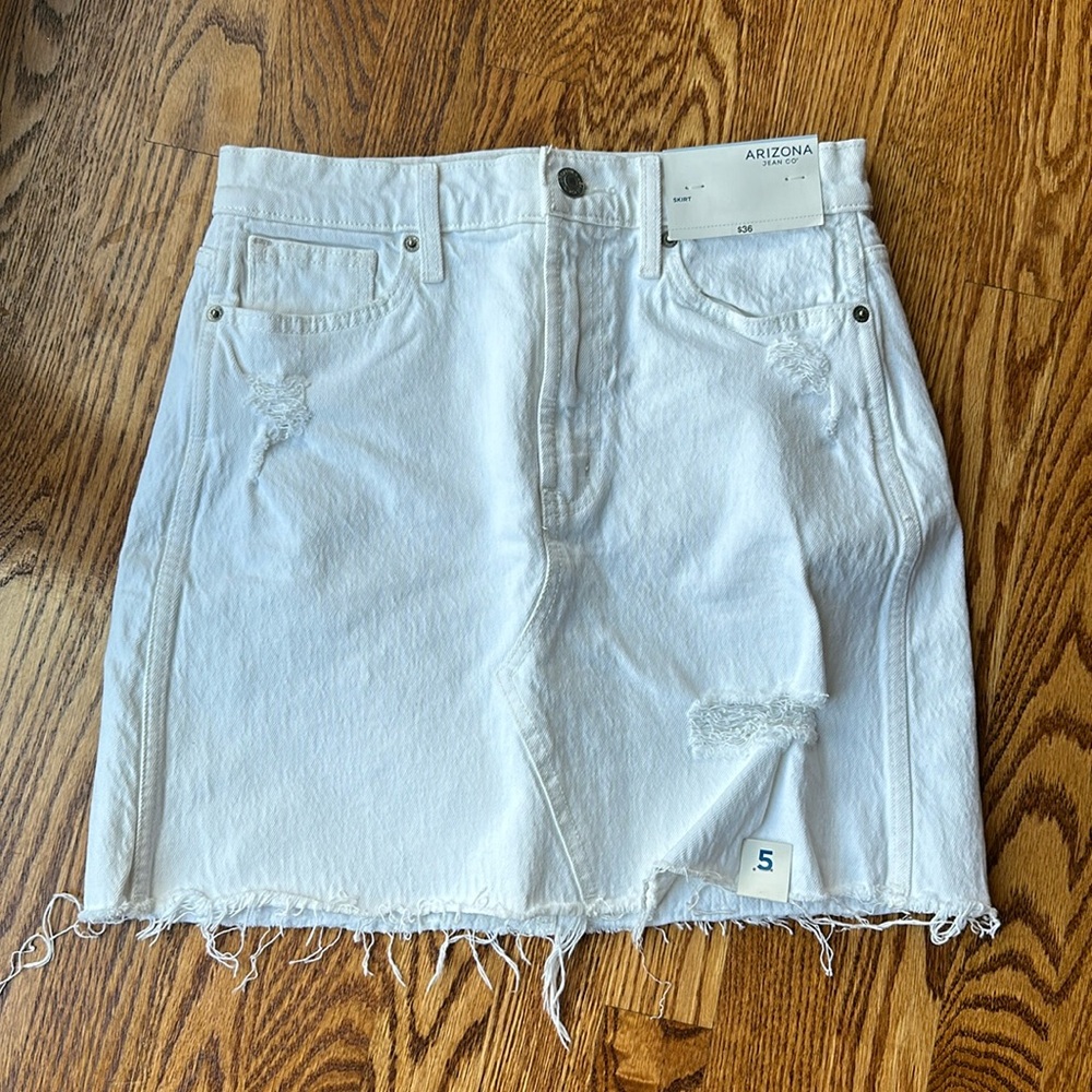 Arizona Juniors White Denim Mini Skirt